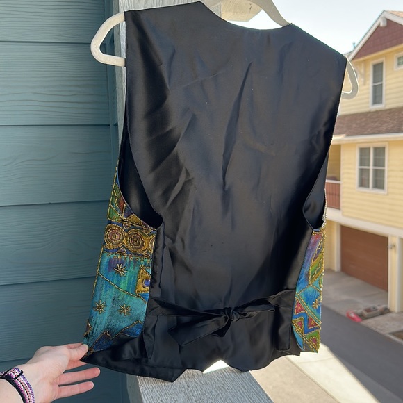 Vintage beaded vest- The daily planet, size large - Picture 2 of 6